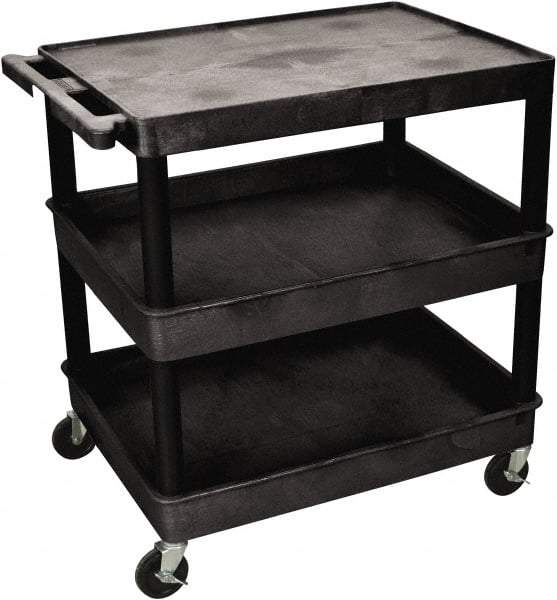 Luxor - 300 Lb Capacity, 24" Wide x 18" Long x 36" High Shelf Cart - 3 Shelf, Plastic - Caliber Tooling