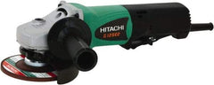 Hitachi - 4-1/2" Wheel Diam, 10,000 RPM, Corded Angle & Disc Grinder - 5/8-11 Spindle, 120 Volts, 9.5 Amps - Caliber Tooling