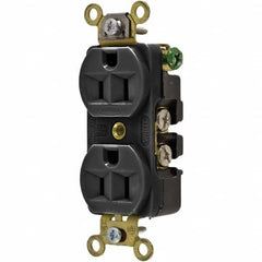 Hubbell Wiring Device-Kellems - 125V 15A NEMA 5-15R Industrial Grade Black Straight Blade Duplex Receptacle - Caliber Tooling