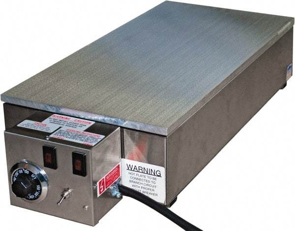 Valad Electric Heating - 28" Long x 14 Wide x 6" High, 220 Volt Hot Plate - 100 to 550°F, 1 Burner, Aluminum Plate, 2500 Watt, 11.4 Amps, 304 Stainless Steel Base - Caliber Tooling