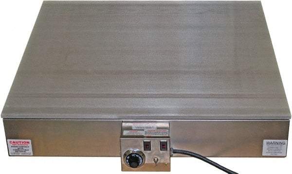 Valad Electric Heating - 36" Long x 36 Wide x 7" High, 110/120 Volt Hot Plate - 100 to 550°F, 1 Burner, Aluminum Plate, 1500 Watt, 13.6 Amps, 304 Stainless Steel Base - Caliber Tooling