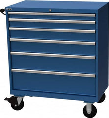 LISTA - 6 Drawer 440 Lb Capacity Steel Tool Roller Cabinet - 40-1/4" Wide x 47-3/8" High x 22-1/2" Deep, Roller Bearing Drawer Slides, Blue - Caliber Tooling