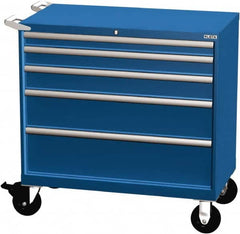 LISTA - 5 Drawer 440 Lb Capacity Steel Tool Roller Cabinet - 40-1/4" Wide x 41-1/2" High x 22-1/2" Deep, Roller Bearing Drawer Slides, Blue - Caliber Tooling