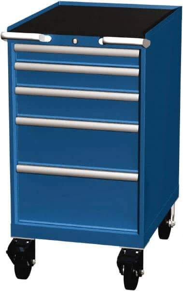 LISTA - 5 Drawer 165 Lb Capacity Steel Tool Roller Cabinet - 22-3/16" Wide x 41-1/2" High x 28-1/2" Deep, Roller Bearing Drawer Slides, Blue - Caliber Tooling