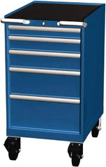 LISTA - 5 Drawer 165 Lb Capacity Steel Tool Roller Cabinet - 22-3/16" Wide x 41-1/2" High x 28-1/2" Deep, Roller Bearing Drawer Slides, Blue - Caliber Tooling