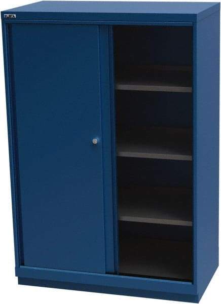 LISTA - 4 Shelf Sliding Door Storage Cabinet - Steel, 40-1/4" Wide x 22-1/2" Deep x 59-1/2" High, Blue - Caliber Tooling