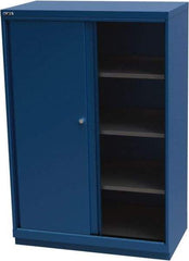 LISTA - 4 Shelf Sliding Door Storage Cabinet - Steel, 40-1/4" Wide x 22-1/2" Deep x 59-1/2" High, Blue - Caliber Tooling