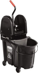 Rubbermaid - 35 Qt Plastic Steel Bucket & Wringer - 510.54mm Long x 927.1mm High x 398.78mm Wide, Black - Caliber Tooling