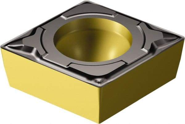 Sandvik Coromant - CPMT21.51 KF Grade 3225 Carbide Turning Insert - TiCN/AI2O3/TiN Finish, 80° Diamond, 1/4" Inscr Circle, 3/32" Thick, 1/64" Corner Radius - Caliber Tooling