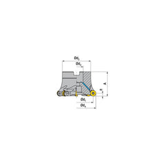 Indexable Copy Face Mills; Maximum Depth Of Cut: 6.00 mm; Compatible Insert Size Code: RP.X 1204..; Arbor Hole Diameter (mm): 22.00; Maximum Ramping Angle: 2.3  ™; Overall Height (mm): 40.00 mm; Series: A251-12; Number of Cutter Inserts: 5; Cutter Style: