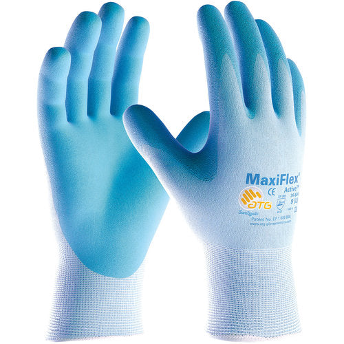 ‎34-824/L MaxiFlex Seamless Knits - MaxiFlex Active - 15G Bl. Nylon and Lycra Shell - Bl. Foam Nitrile - Exact Industrial Supply