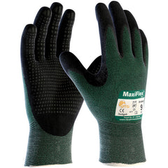 ‎34-8443/M Gloves for Cut Protection - MaxiFlex Cut - Green Eng Yarn - Black Nitrile Dotted MicroFoam Grip - A2 - Exact Industrial Supply