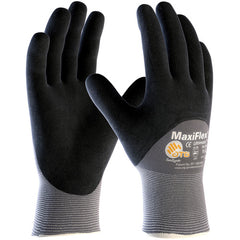 ‎34-875/L MaxiFlex Seamless Knits - MaxiFlex Ultimate - 15G Gray Nylon Shell - 3/4 Black Nitrile Micro-Foam - Exact Industrial Supply