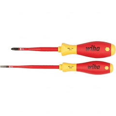 Wiha - 2 Piece Slotted, Phillips & Square Screwdriver Set - Bit Sizes: Philips #2, Comes in Vinyl Pouch - Caliber Tooling