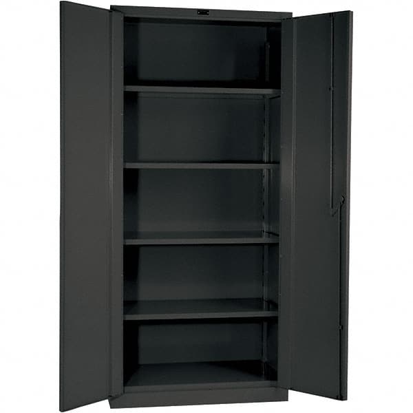 Hallowell - 4 Shelf Locking Storage Cabinet - Steel, 36" Wide x 24" Deep x 78" High, Gray - Caliber Tooling