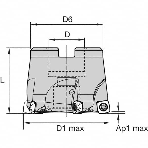 Kennametal - 4 Inserts, 40mm Cutter Diam, 1.5mm Max Depth of Cut, Indexable High-Feed Face Mill - 16mm Arbor Hole Diam, 32mm High, 7792VXD09 Toolholder, XD..09.. Inserts, Series 7792VX - Caliber Tooling