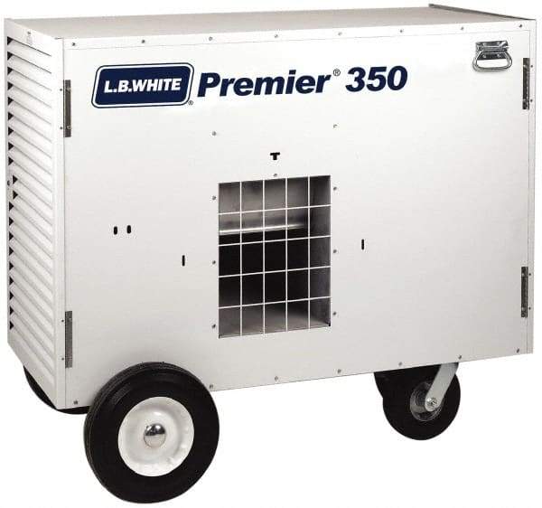 LB White - 350,000 BTU Rating, Two Stage Ductable Unit Heater - 9,000 Sq Ft Max Heating Area, 500 Gal Tank Capacity, Fuel with Propane - Caliber Tooling