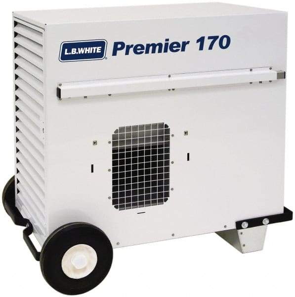 LB White - 170,000 BTU Rating, Ductable Unit Heater - 4,000 Sq Ft Max Heating Area, 100 Lb Capacity, Fuel with Propane - Caliber Tooling