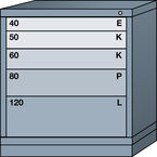 Bench-Standard Cabinet - 5 Drawers 30 x 28-1/4 x 33-1/4" - Single Drawer Access - Caliber Tooling