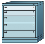 32.25 x 28.25 x 30'' (5 Drawers) - Pre-Engineered Modular Drawer Cabinet Bench Height (104 Compartments) - Caliber Tooling