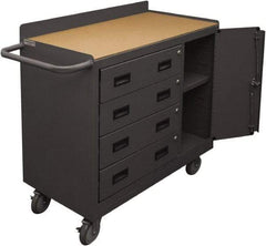 Durham - 1,200 Lb Capacity, 18" Wide x 36" Long x 39-3/4" High Mobile Cart - 1 Door, 4 Drawer, 1 Shelf, Steel, 2 Rigid/2 Swivel Casters - Caliber Tooling