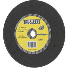 Tru-Maxx - 3" 36 Grit Aluminum Oxide Cutoff Wheel - 1/16" Thick, 1/4" Arbor, Use with Die Grinders - Caliber Tooling