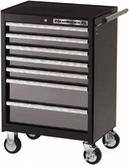 GearWrench - 7 Drawer 880 Lb Capacity Steel Tool Roller Cabinet - 26-1/2" Wide x 39" High x 18" Deep, Ball Bearing Drawer Slides, Black/Silver - Caliber Tooling