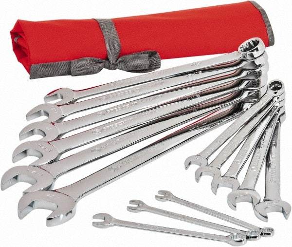 Crescent - 14 Piece, 3/8" to 1-1/4", 12 Point Combination Wrench Set - Inch Measurement Standard, Full Polish Chrome Finish - Caliber Tooling