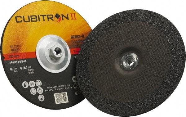 3M - 36 Grit, 9" Wheel Diam, 1/4" Wheel Thickness, Type 27 Depressed Center Wheel - Coarse Grade, Ceramic, Resinoid Bond, Q Hardness, 6,650 Max RPM, Compatible with Angle Grinder - Caliber Tooling