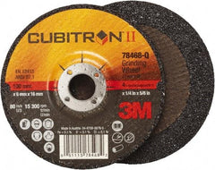 3M - 36 Grit, 4" Wheel Diam, 1/4" Wheel Thickness, 5/8" Arbor Hole, Type 27 Depressed Center Wheel - Coarse Grade, Ceramic, Resinoid Bond, Q Hardness, 15,000 Max RPM, Compatible with Angle Grinder - Caliber Tooling