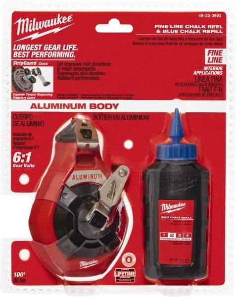 Milwaukee Tool - 100' Long Chalk Reel, Chalk, Line Level - Caliber Tooling