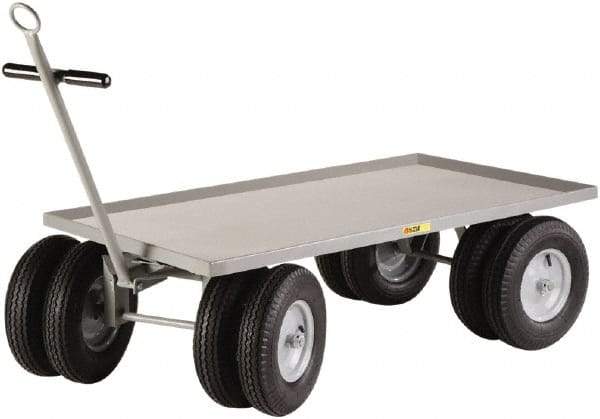 Little Giant - 3,000 Lb Capacity Steel 8 Wheeler Wagon Truck - Steel Deck, 30" OAW, 60" Platform Length x 18-1/4" Platform Height, Pneumatic Casters - Caliber Tooling