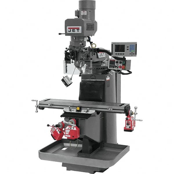 Jet - 9" Table Width x 49" Table Length, Electronic Variable Speed Control, 3 Phase Knee Milling Machine - 3 hp - Caliber Tooling