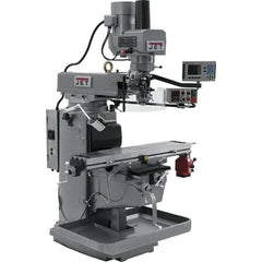 Jet - 10" Table Width x 50" Table Length, Electronic Variable Speed Control, 3 Phase Knee Milling Machine - 3 hp - Caliber Tooling