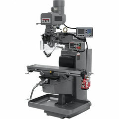 Jet - 10" Table Width x 50" Table Length, Electronic Variable Speed Control, 3 Phase Knee Milling Machine - 3 hp - Caliber Tooling