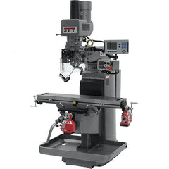 Jet - 10" Table Width x 50" Table Length, Electronic Variable Speed Control, 3 Phase Knee Milling Machine - 3 hp - Caliber Tooling