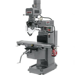 Jet - 10" Table Width x 50" Table Length, Electronic Variable Speed Control, 3 Phase Knee Milling Machine - 3 hp - Caliber Tooling