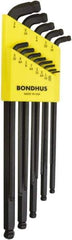 Bondhus - 13 Piece L-Key Ball End Hex Key Set - Hex Range 0.05 to 3/8", Protanium High Torque Steel - Caliber Tooling