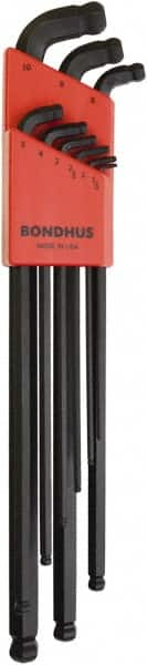 Bondhus - 9 Piece L-Key Ball End Hex Key Set - Hex Range 1.5 to 10mm, Protanium High Torque Steel - Caliber Tooling