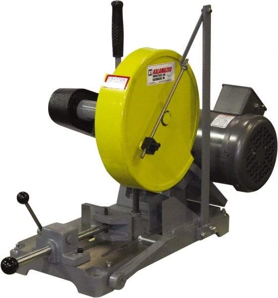 Kalamazoo - 10" Blade Diam, 5/8" Arbor Hole, Straight Chop & Cutoff Saw - 3,450 RPM, 3 hp, 220/440 Volts, 1 or 3 Phase - Caliber Tooling