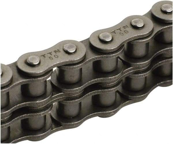 Tritan - 1/2" Pitch, ISO 08B, Double Strand Roller Chain - Chain No. 08B, 7,273 Lb. Capacity, 10 Ft. Long, 8.51mm Roller Diam, 0.305" Roller Width - Caliber Tooling