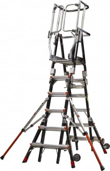 Little Giant Ladder - 6 Steps, 10' 7"' High, Type IAA Rating, Fiberglass Step Ladder - 375 Lb Load Capacity, 42" Base Width - Caliber Tooling