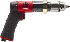 Chicago Pneumatic - 1/2" Reversible Keyed Chuck - Pistol Grip Handle, 840 RPM, 0.5 hp, 90 psi - Caliber Tooling