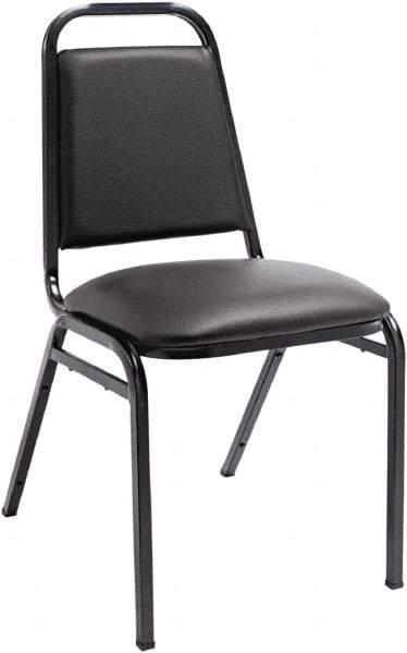 ALERA - Vinyl Black Stacking Chair - Black Frame, 15" Wide x 20-1/2" Deep x 32" High - Caliber Tooling