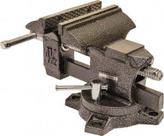 OEM Tools - 4-1/2" Jaw Width, 4-1/2" Opening Capacity, 1-3/4" Throat Depth, Cast Iron Swivel Bench Vise - Bolt Down Base Attachment - Caliber Tooling