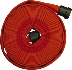 Dixon Valve & Coupling - 1-1/2" ID, 225 Working psi, Orange Polyester/Rubber Fire Hose, Single Jacket - Male x Female NPSH Ends, 50' Long, 675 Burst psi - Caliber Tooling