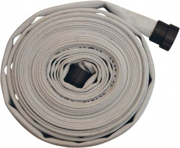 Dixon Valve & Coupling - 1-1/2" ID, 135 Working psi, White Polyester/Rubber Fire Hose, Single Jacket - Male x Female NPSH Ends, 100' Long, 405 Burst psi - Caliber Tooling