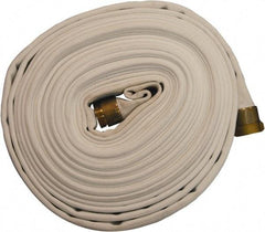 Dixon Valve & Coupling - 1-1/2" ID, 135 Working psi, White Polyester/Rubber Fire Hose, Single Jacket - Male x Female NST (NH) Ends, 50' Long, 405 Burst psi - Caliber Tooling