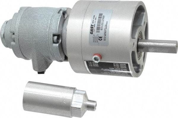 Gast - 1/3 hp Reversible Face Air Actuated Motor - 15:1 Gear Ratio, 400 Max RPM, 7.31" OAL, 1/2" Shaft Diam - Caliber Tooling