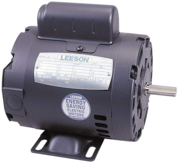 Leeson - 1-1/2 Max hp, 1,725 Max RPM, Electric AC DC Motor - 115, 208, 230 V Input, Single Phase, 56H Frame - Caliber Tooling